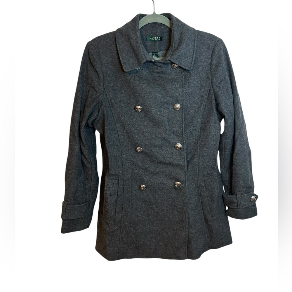 Ralph Lauren Gray Double Breasted Wool Peacoat